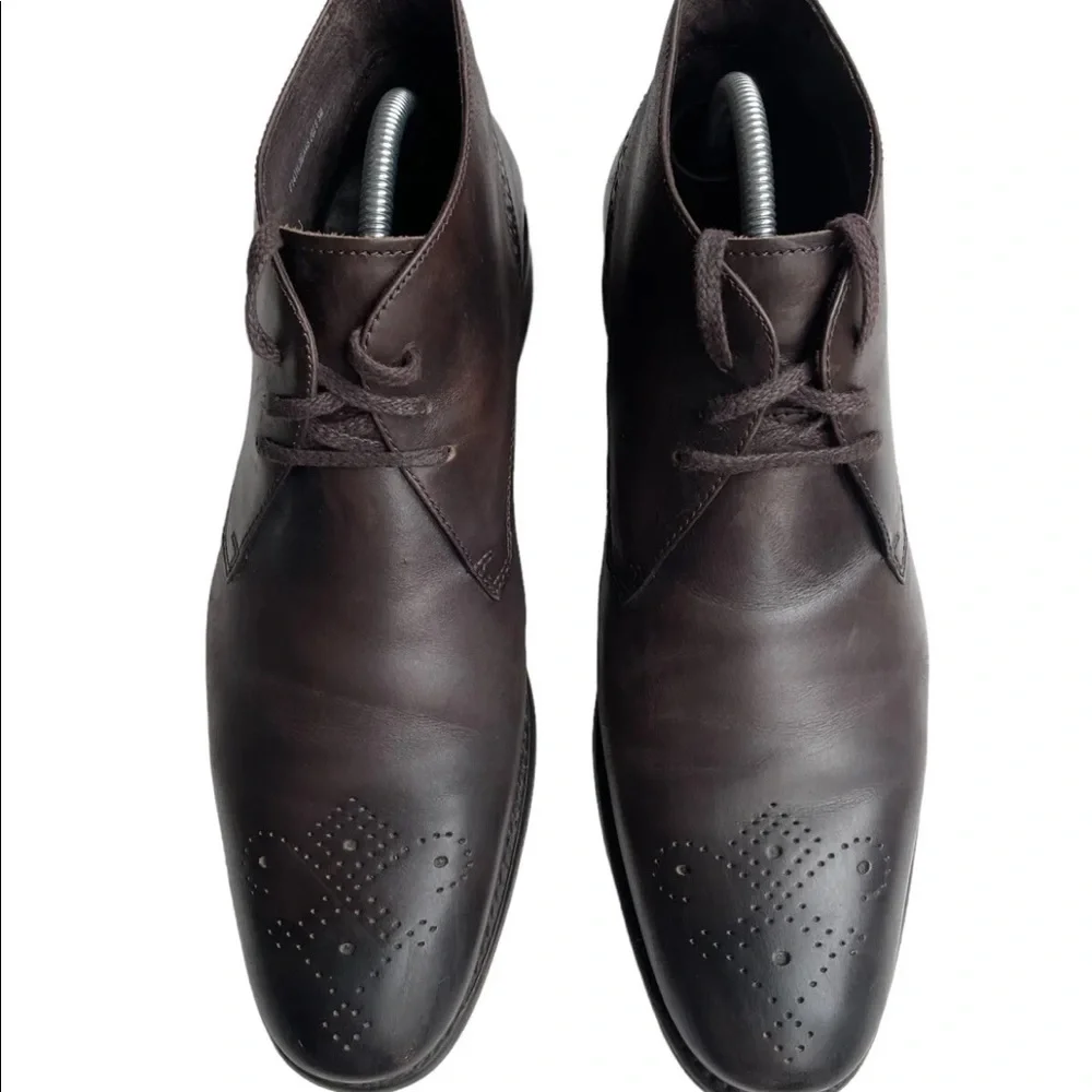 John Varvatos USA Brown Leather Wingtip Dress Ankle Boot Size 9.5M